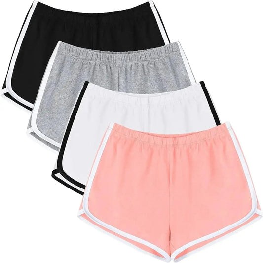 4 Pack Yoga Short Pants Cotton Sports Shorts Gym Dance Workout Shorts Dolphin Running Athletic Shorts for Women - Comfortably chic