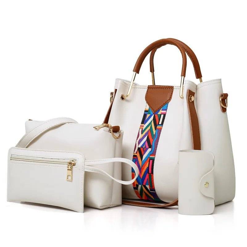 4-Piece Set Women Handbag Purses and Handbags Casual Shoulder Crossbody Bags for Women 2023 New Pu Leather Handbags Tote Bag - Comfortably chic