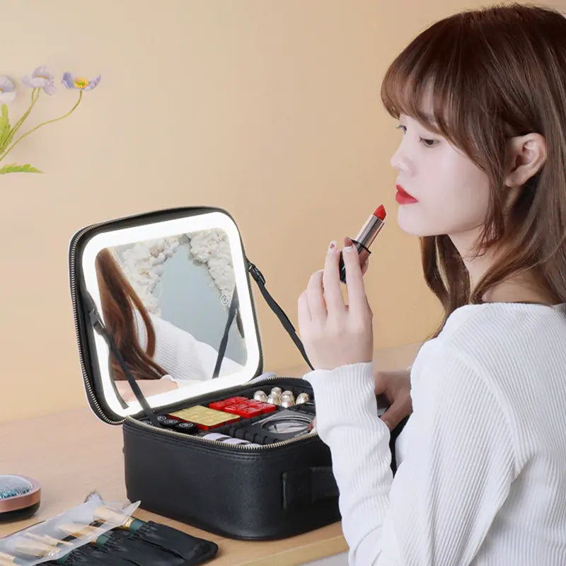 Smart LED Cosmetic Case with Mirror - Comfortably chic