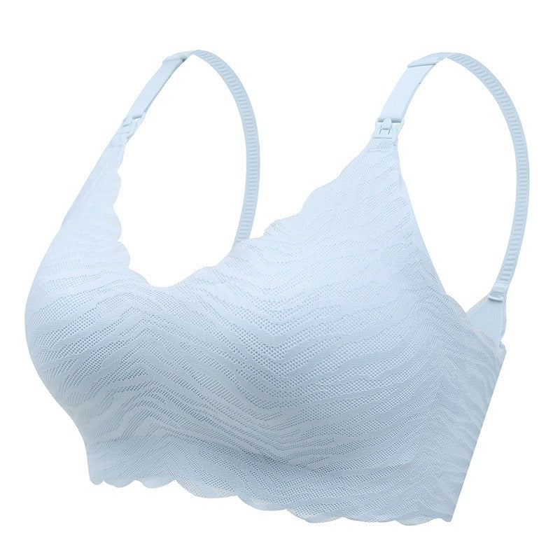 One-Piece Fixed Cup Nursing Underwear Non-Marking No Steel Ring Gathering Pregnancy Comfortable Postpartum Breastfeeding Bra