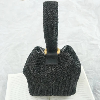 Brand Straw Bags for Women Beach Bag Personality Crossbody Lock Handbag Lady Vintage Handmade Knit Fashion Shoulder Bag