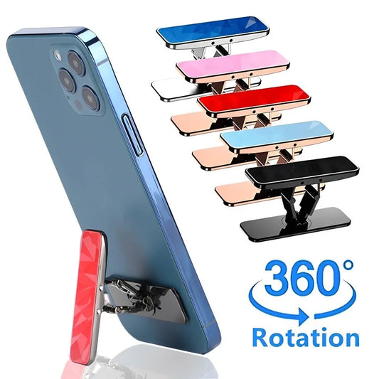 Luxury Mini Phone Holder 360° Rotating Invisible Metal Folding Phone Buckle Mobile Phone Kickstand Bracket Desktop Phone Bracket