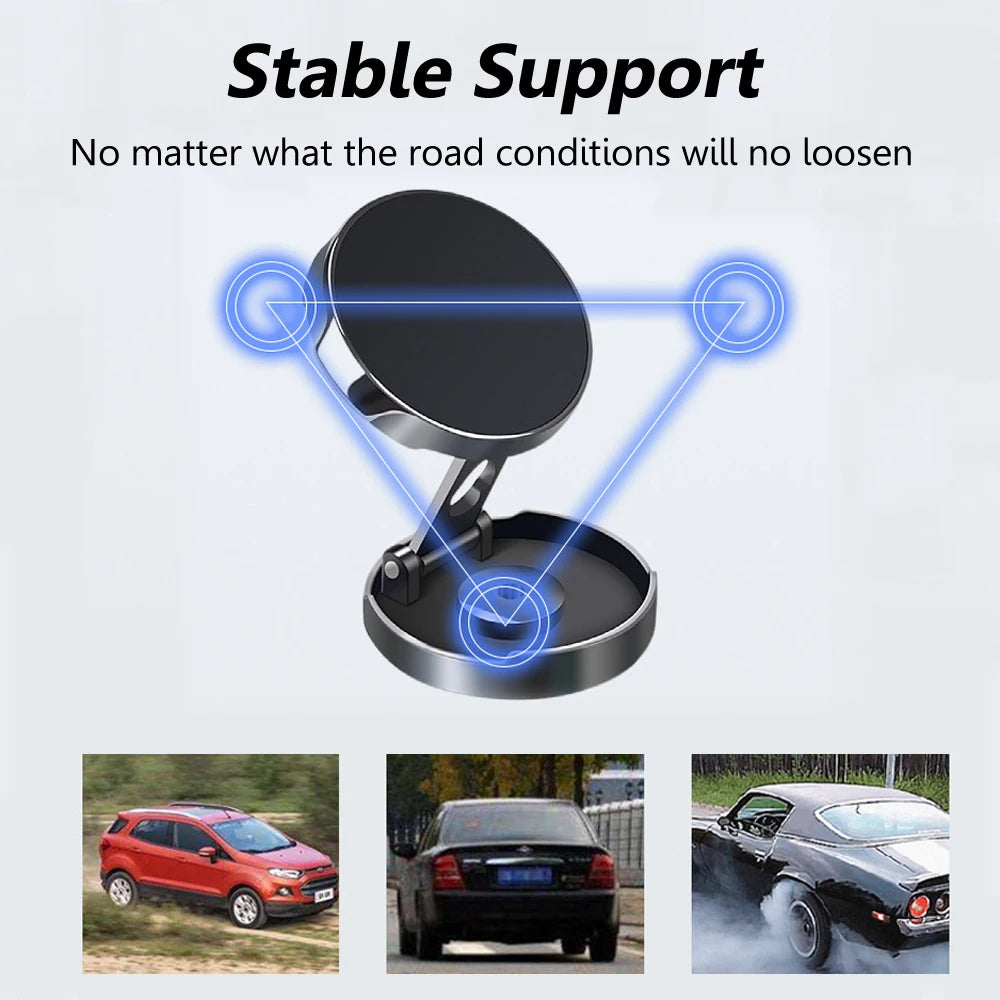 Round Folding Magnetic Car Holder 360 Degree Rotatable Mobile Phone Bracket
