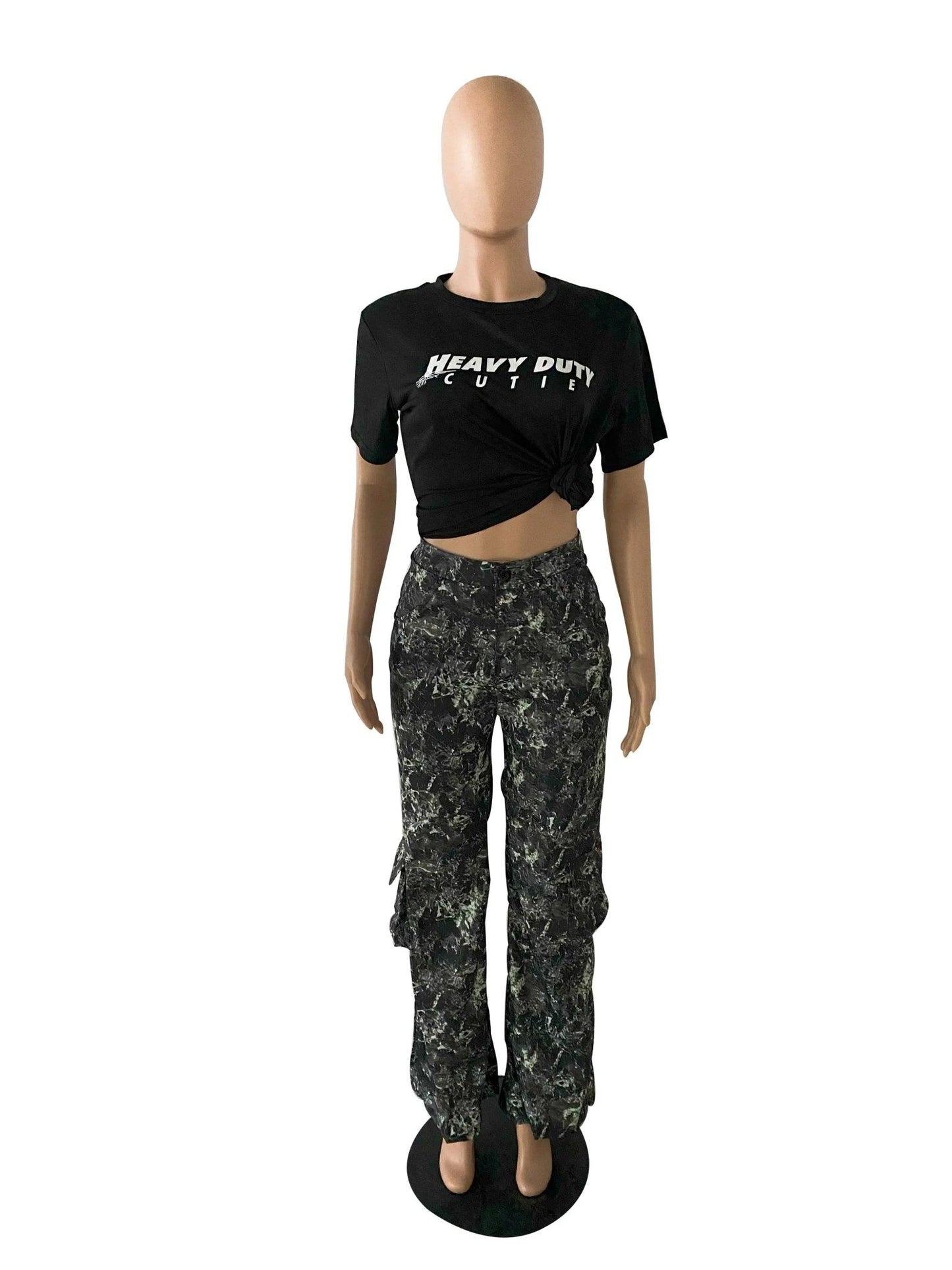Camouflage Women Cargo Pants Mid Waist Side Pocket Wide-Leg Trousers Hip-Hop Streetwear Y2K Club Fashion Women Clothing - Comfortably chic