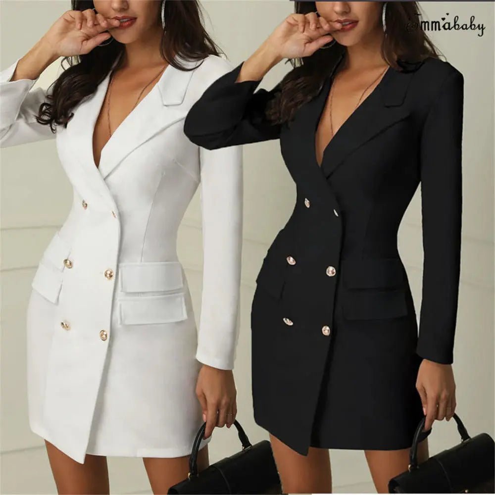 Elegant Dresses Women Dress Office Casual Blazer White Black Dress 2023 Spring Summer Loose Suit Ladies Dresses - Comfortably chic