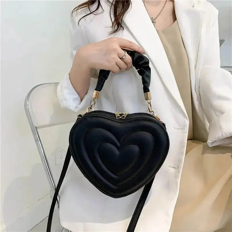 Fashion Love Heart Shape Shoulder Bag Small Handbags Designer Crossbody Bags for Women Solid Pu Leather Top Handle Bag - Comfortably chic