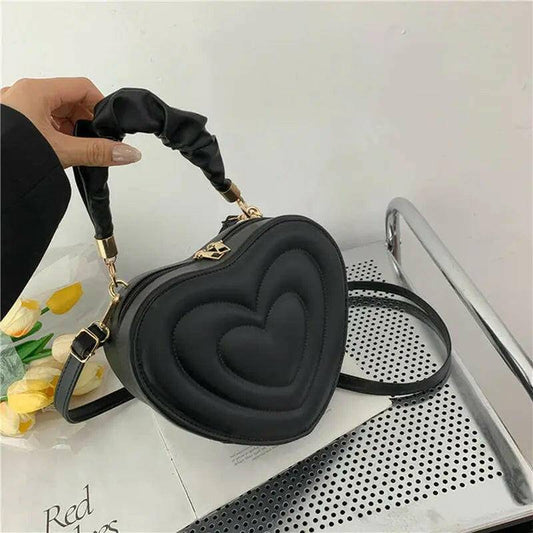 Fashion Love Heart Shape Shoulder Bag Small Handbags Designer Crossbody Bags for Women Solid Pu Leather Top Handle Bag - Comfortably chic