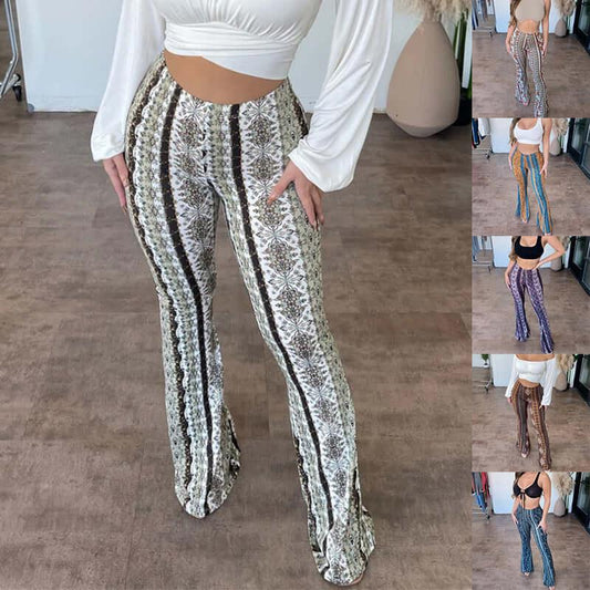 High Elastic Tight Pants Slim Sexy Print Trousers Womens Clothing - Comfortably chic