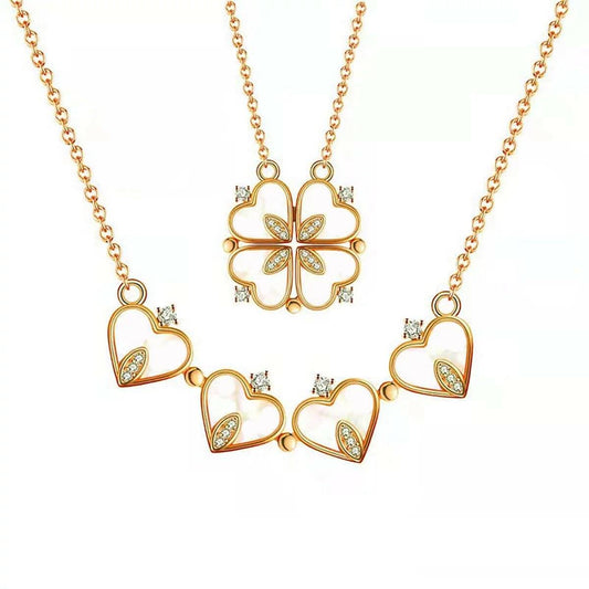Lucky Four Leaf Clover Necklace, Gifts for Mother'S Day Valentine'S Day Day Birthday - Comfortably chic